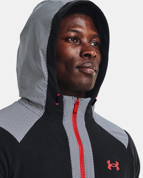 Sweat à capuche entièrement zippé UA RUSH™ Fleece Geo pour homme, Black, pdpMainDesktop image number 3